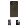 MARSİLYAN™- iPhone 12 Pro Max Kılıf Atlas Minimal Prime - Şeffaf Temperli Cam Ekran Koruyucu + Neon Fosforlu Kamera Lens - SI