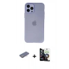 MARSİLYAN™- iPhone 12 Pro Max Kılıf Atlas Minimal Prime - Şeffaf Temperli Cam Ekran Koruyucu + Renkli Kamera Lens Koruma Cam - MI