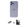 MARSİLYAN™- iPhone 12 Pro Max Kılıf Atlas Minimal Prime - Şeffaf Temperli Cam Ekran Koruyucu + Renkli Kamera Lens Koruma Cam - SI