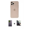 MARSİLYAN™- iPhone 12 Pro Max Kılıf Atlas Minimal Prime - Şeffaf Temperli Cam Ekran Koruyucu + Neon Fosforlu Kamera Lens - YL