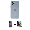 MARSİLYAN™- iPhone 12 Pro Max Kılıf Atlas Minimal Prime - Şeffaf Temperli Cam Ekran Koruyucu + Neon Fosforlu Kamera Lens - YL