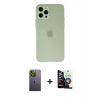 MARSİLYAN™- iPhone 12 Pro Max Kılıf Atlas Minimal Prime - Şeffaf Temperli Cam Ekran Koruyucu + Neon Fosforlu Kamera Lens - YL