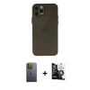 MARSİLYAN™- iPhone 12 Pro Max Kılıf Atlas Minimal Prime - Şeffaf Temperli Cam Ekran Koruyucu + Neon Fosforlu Kamera Lens - YL