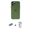 MARSİLYAN™- iPhone 12 Pro Max Kılıf Atlas Minimal Prime - Şeffaf Uv Polymer Nano Ekran Koruyucu + Mavi Renkli Kamera Lens Koruma Cam