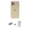 MARSİLYAN™- iPhone 12 Pro Max Kılıf Atlas Minimal Prime - Şeffaf Uv Polymer Nano Ekran Koruyucu + Mavi Renkli Kamera Lens Koruma Cam