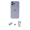 MARSİLYAN™- iPhone 12 Pro Max Kılıf Atlas Minimal Prime - Şeffaf Uv Polymer Nano Ekran Koruyucu + Mavi Shine Kamera Lens Koruma Cam