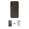 MARSİLYAN™- iPhone 12 Pro Max Kılıf Atlas Minimal Prime - Şeffaf Uv Polymer Nano Ekran Koruyucu + Neon Fosforlu Kamera Lens - BZ