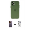 MARSİLYAN™- iPhone 12 Pro Max Kılıf Atlas Minimal Prime - Şeffaf Uv Polymer Nano Ekran Koruyucu + Neon Fosforlu Kamera Lens - SI