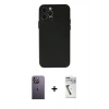 MARSİLYAN™- iPhone 12 Pro Max Kılıf Atlas Minimal Prime - Şeffaf Uv Polymer Nano Ekran Koruyucu + Neon Fosforlu Kamera Lens - BZ