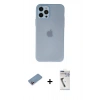 MARSİLYAN™- iPhone 12 Pro Max Kılıf Atlas Minimal Prime - Şeffaf Uv Polymer Nano Ekran Koruyucu + Shine Kamera Lens Koruma Cam - PE