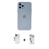 MARSİLYAN™- iPhone 12 Pro Max Kılıf Atlas Minimal Prime - Şeffaf Uv Polymer Nano Ekran Koruyucu + Shine Kamera Lens - GD