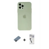 MARSİLYAN™- iPhone 12 Pro Max Kılıf Atlas Minimal Prime - Şeffaf Uv Polymer Nano Ekran Koruyucu + Siyah Shine Kamera Lens Koruma Cam