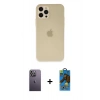 MARSİLYAN™- iPhone 12 Pro Max Kılıf Atlas Minimal Prime - Siyah 18D Cam Ekran Koruyucu + Neon Fosforlu Kamera Lens - BZ