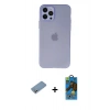 MARSİLYAN™- iPhone 12 Pro Max Kılıf Atlas Minimal Prime - Siyah 18D Cam Ekran Koruyucu + Shine Kamera Lens Koruma Cam - GS