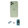 MARSİLYAN™- iPhone 12 Pro Max Kılıf Atlas Minimal Prime - Siyah 18D Cam Ekran Koruyucu + Shine Kamera Lens Koruma Cam - MI