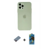 MARSİLYAN™- iPhone 12 Pro Max Kılıf Atlas Minimal Prime - Siyah 18D Cam Ekran Koruyucu + Metal Kamera Lens Koruma Cam - KI