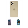MARSİLYAN™- iPhone 12 Pro Max Kılıf Atlas Minimal Prime - Siyah 18D Cam Ekran Koruyucu + Neon Fosforlu Kamera Lens - MI