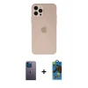 MARSİLYAN™- iPhone 12 Pro Max Kılıf Atlas Minimal Prime - Siyah 18D Cam Ekran Koruyucu + Neon Fosforlu Kamera Lens - MI