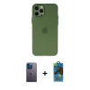 MARSİLYAN™- iPhone 12 Pro Max Kılıf Atlas Minimal Prime - Siyah 18D Cam Ekran Koruyucu + Neon Fosforlu Kamera Lens - MI
