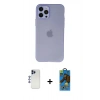 MARSİLYAN™- iPhone 12 Pro Max Kılıf Atlas Minimal Prime - Siyah 18D Cam Ekran Koruyucu + Shine Kamera Lens - LT