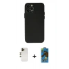 MARSİLYAN™- iPhone 12 Pro Max Kılıf Atlas Minimal Prime - Siyah 18D Cam Ekran Koruyucu + Shine Kamera Lens - GD