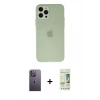 MARSİLYAN™- iPhone 12 Pro Max Kılıf Atlas Minimal Prime - Siyah 20D Premium Cam Ekran Koruyucu + Neon Fosforlu Kamera Lens - BZ