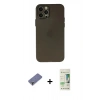 MARSİLYAN™- iPhone 12 Pro Max Kılıf Atlas Minimal Prime - Siyah 20D Premium Cam Ekran Koruyucu + Gold Metal Kamera Lens Koruma Cam