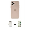 MARSİLYAN™- iPhone 12 Pro Max Kılıf Atlas Minimal Prime - Siyah 20D Premium Cam Ekran Koruyucu + Shine Kamera Lens - GD