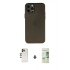 MARSİLYAN™- iPhone 12 Pro Max Kılıf Atlas Minimal Prime - Siyah 20D Premium Cam Ekran Koruyucu + Shine Kamera Lens - GD
