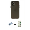 MARSİLYAN™- iPhone 12 Pro Max Kılıf Atlas Minimal Prime - Siyah 20D Premium Cam Ekran Koruyucu + Shine Kamera Lens Koruma Cam - MI