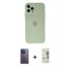 MARSİLYAN™- iPhone 12 Pro Max Kılıf Atlas Minimal Prime - Siyah 20D Premium Cam Ekran Koruyucu + Neon Fosforlu Kamera Lens - MI