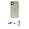 MARSİLYAN™- iPhone 12 Pro Max Kılıf Atlas Minimal Prime - Siyah 20D Premium Cam Ekran Koruyucu + Renkli Kamera Lens Koruma Cam - YL
