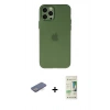 MARSİLYAN™- iPhone 12 Pro Max Kılıf Atlas Minimal Prime - Siyah 20D Premium Cam Ekran Koruyucu + Renkli Kamera Lens Koruma Cam - MI