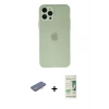 MARSİLYAN™- iPhone 12 Pro Max Kılıf Atlas Minimal Prime - Siyah 20D Premium Cam Ekran Koruyucu + Renkli Kamera Lens Koruma Cam - MI