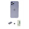 MARSİLYAN™- iPhone 12 Pro Max Kılıf Atlas Minimal Prime - Siyah 20D Premium Cam Ekran Koruyucu + Renkli Kamera Lens Koruma Cam - TU