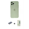 MARSİLYAN™- iPhone 12 Pro Max Kılıf Atlas Minimal Prime - Siyah 20D Premium Cam Ekran Koruyucu + Sarı Renkli Kamera Lens Koruma Cam