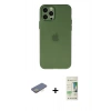 MARSİLYAN™- iPhone 12 Pro Max Kılıf Atlas Minimal Prime - Siyah 20D Premium Cam Ekran Koruyucu + Sarı Renkli Kamera Lens Koruma Cam