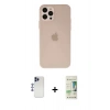 MARSİLYAN™- iPhone 12 Pro Max Kılıf Atlas Minimal Prime - Siyah 20D Premium Cam Ekran Koruyucu + Shine Kamera Lens - LT