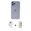 MARSİLYAN™- iPhone 12 Pro Max Kılıf Atlas Minimal Prime - Siyah 20D Premium Cam Ekran Koruyucu + Shine Kamera Lens - LT