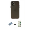 MARSİLYAN™- iPhone 12 Pro Max Kılıf Atlas Minimal Prime - Siyah 20D Premium Cam Ekran Koruyucu + Shine Kamera Lens Koruma Cam - GS