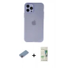 MARSİLYAN™- iPhone 12 Pro Max Kılıf Atlas Minimal Prime - Siyah 20D Premium Cam Ekran Koruyucu + Shine Kamera Lens Koruma Cam - PE