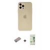 MARSİLYAN™- iPhone 12 Pro Max Kılıf Atlas Minimal Prime - Siyah 20D Premium Cam Ekran Koruyucu + Sierra Blue Shine Kamera Lens Koruma Cam