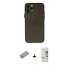 MARSİLYAN™- iPhone 12 Pro Max Kılıf Atlas Minimal Prime - Siyah 20D Premium Cam Ekran Koruyucu + Sierra Blue Shine Kamera Lens Koruma Cam