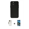 MARSİLYAN™- iPhone 12 Pro Max Kılıf Atlas Minimal Prime - Siyah 34D Izgaralı Cam + Shine Kamera Lens - GD