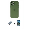 MARSİLYAN™- iPhone 12 Pro Max Kılıf Atlas Minimal Prime - Siyah 34D Izgaralı Cam + Metal Kamera Lens Koruma Cam - KI