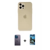 MARSİLYAN™- iPhone 12 Pro Max Kılıf Atlas Minimal Prime - Siyah 34D Izgaralı Cam + Neon Fosforlu Kamera Lens - MI