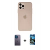 MARSİLYAN™- iPhone 12 Pro Max Kılıf Atlas Minimal Prime - Siyah 34D Izgaralı Cam + Neon Fosforlu Kamera Lens - MI