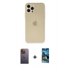 MARSİLYAN™- iPhone 12 Pro Max Kılıf Atlas Minimal Prime - Siyah 34D Izgaralı Cam + Neon Fosforlu Kamera Lens - SI