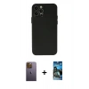 MARSİLYAN™- iPhone 12 Pro Max Kılıf Atlas Minimal Prime - Siyah 34D Izgaralı Cam + Neon Fosforlu Kamera Lens - SI