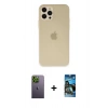 MARSİLYAN™- iPhone 12 Pro Max Kılıf Atlas Minimal Prime - Siyah 34D Izgaralı Cam + Neon Fosforlu Kamera Lens - YL